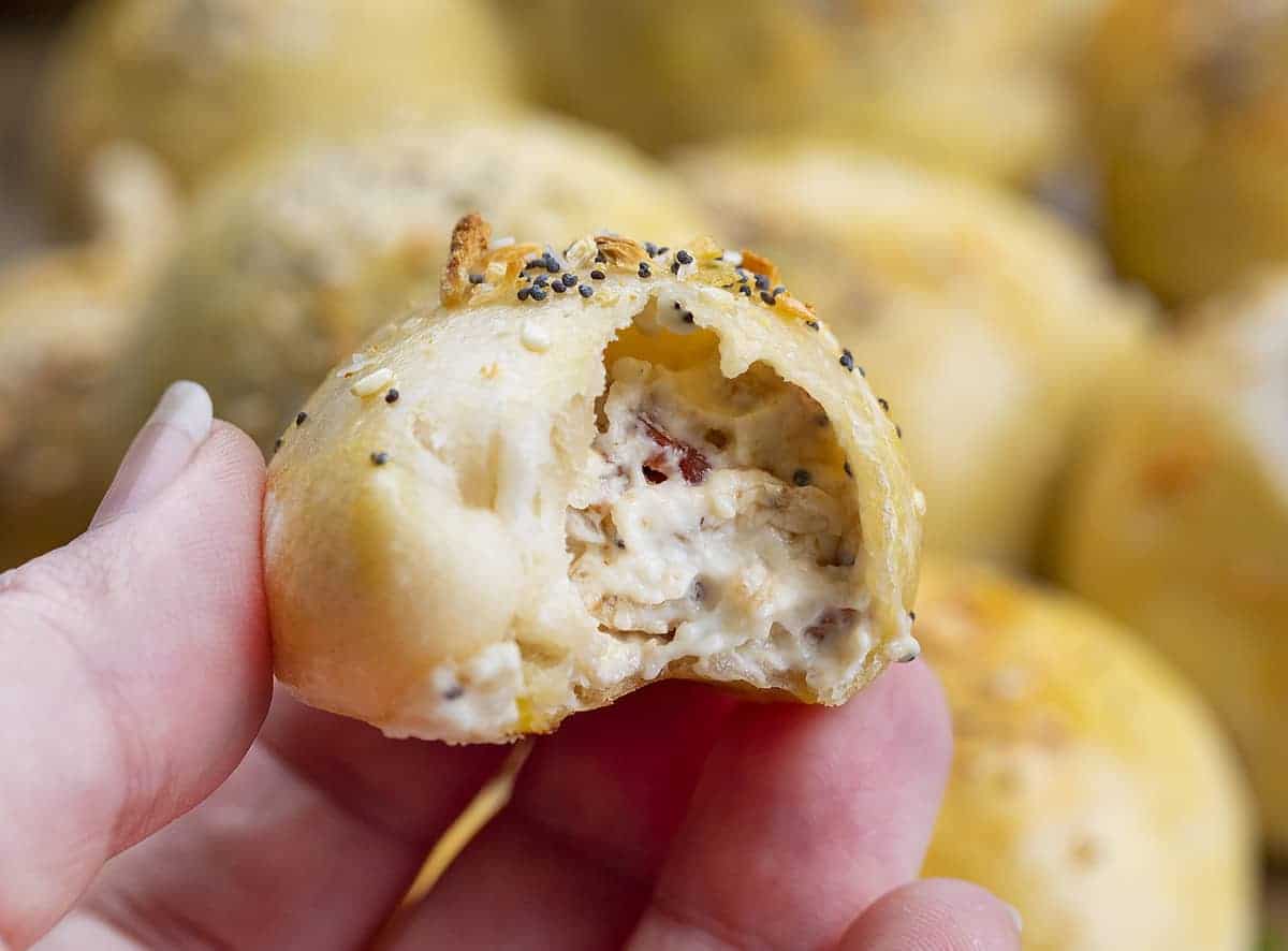 Hand Holding Bagel Bites - Starbucks Copycat Recipe