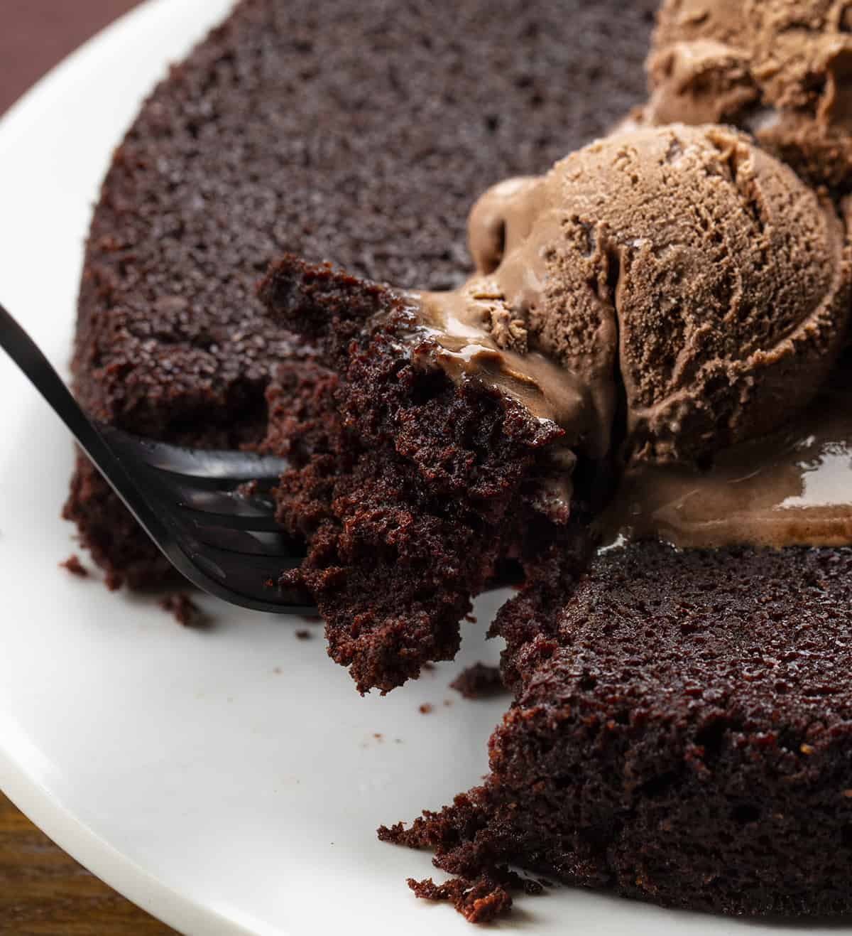 Fork full of Air Fryer Brownies for Two Recipe