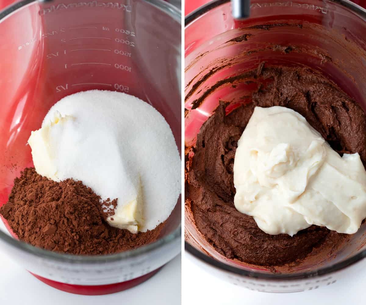 Steps for making Chocolate Ermine Frosting in Stand Mixer.
