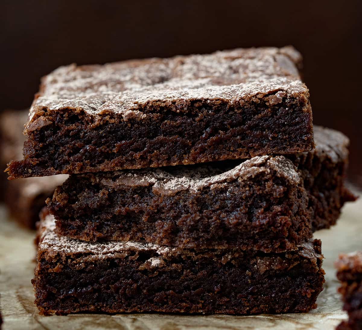 Chocolate Brownies Stacked on Top of Each other.