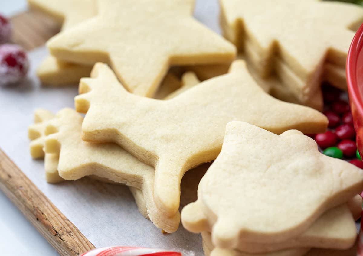 Sugar Cookies in the Shape of a Reindeer on a Christmas Dessert Charcuterie Board.