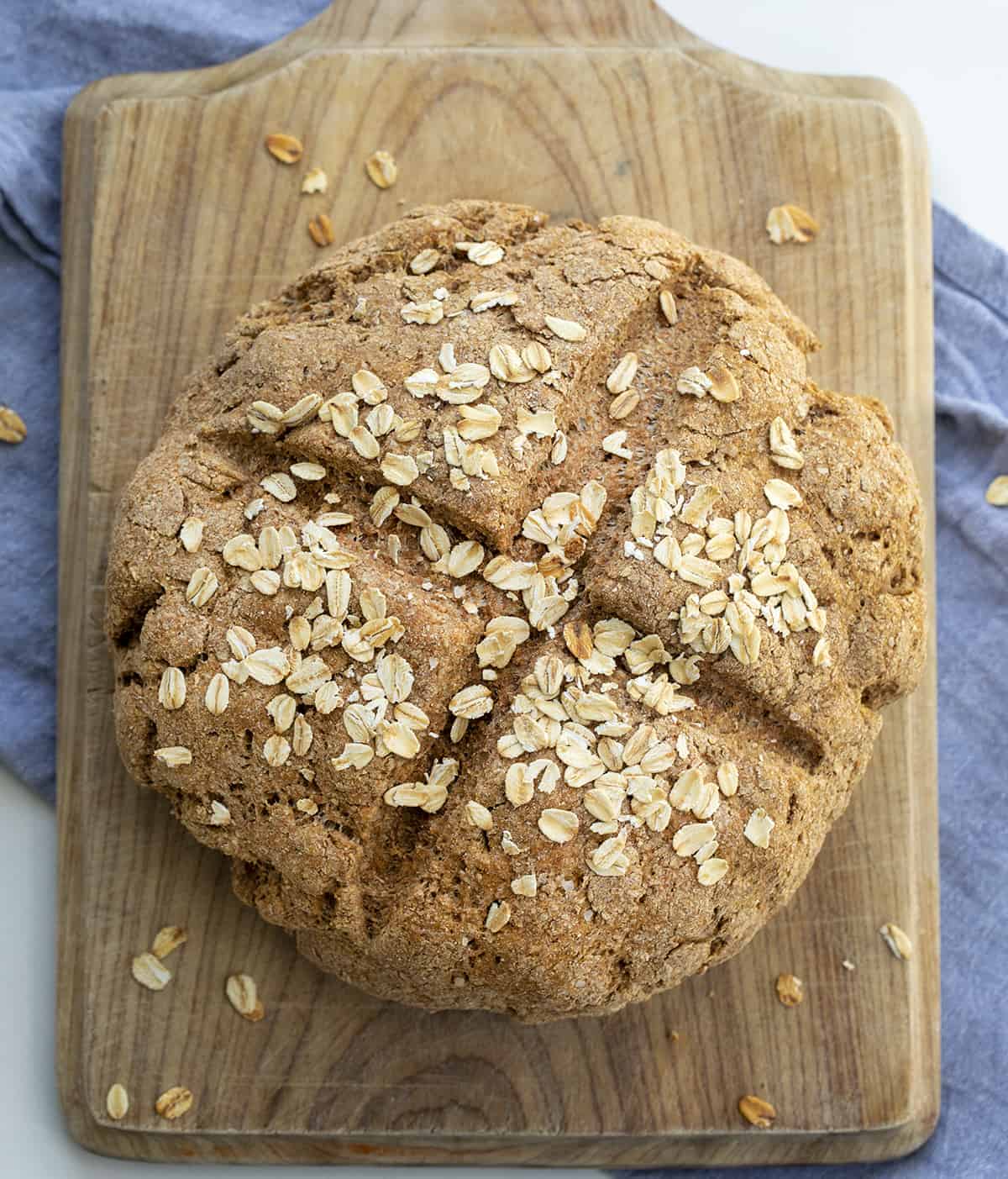 Irish Soda Bread on a Cutting Board from Overhead