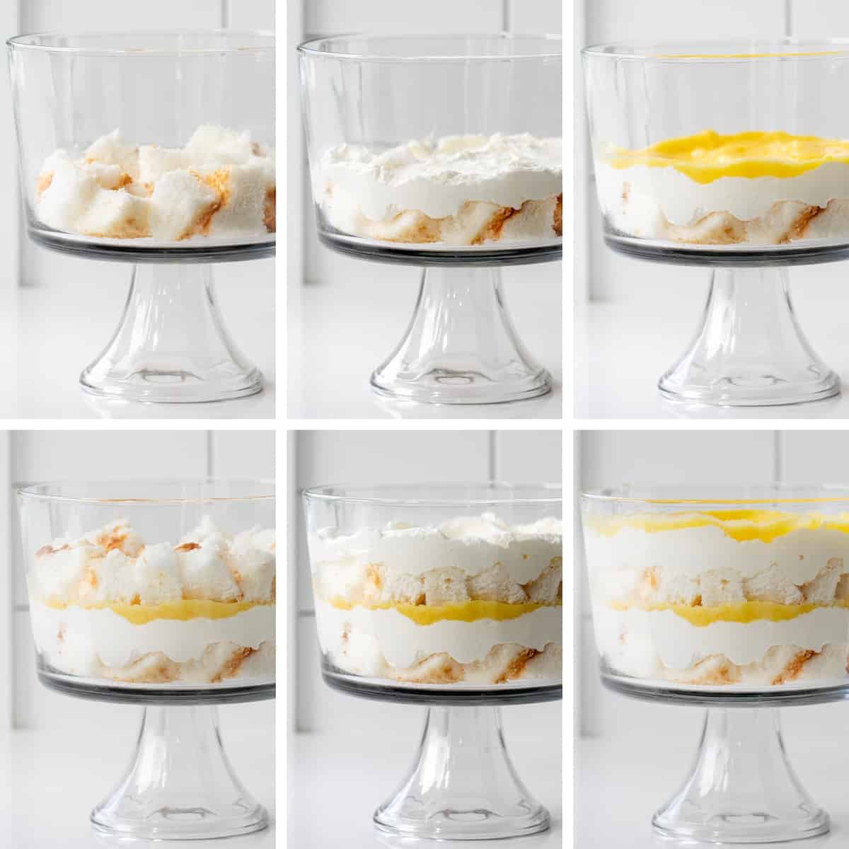 Steps for Assembling a Lemon Cream Trifle.
