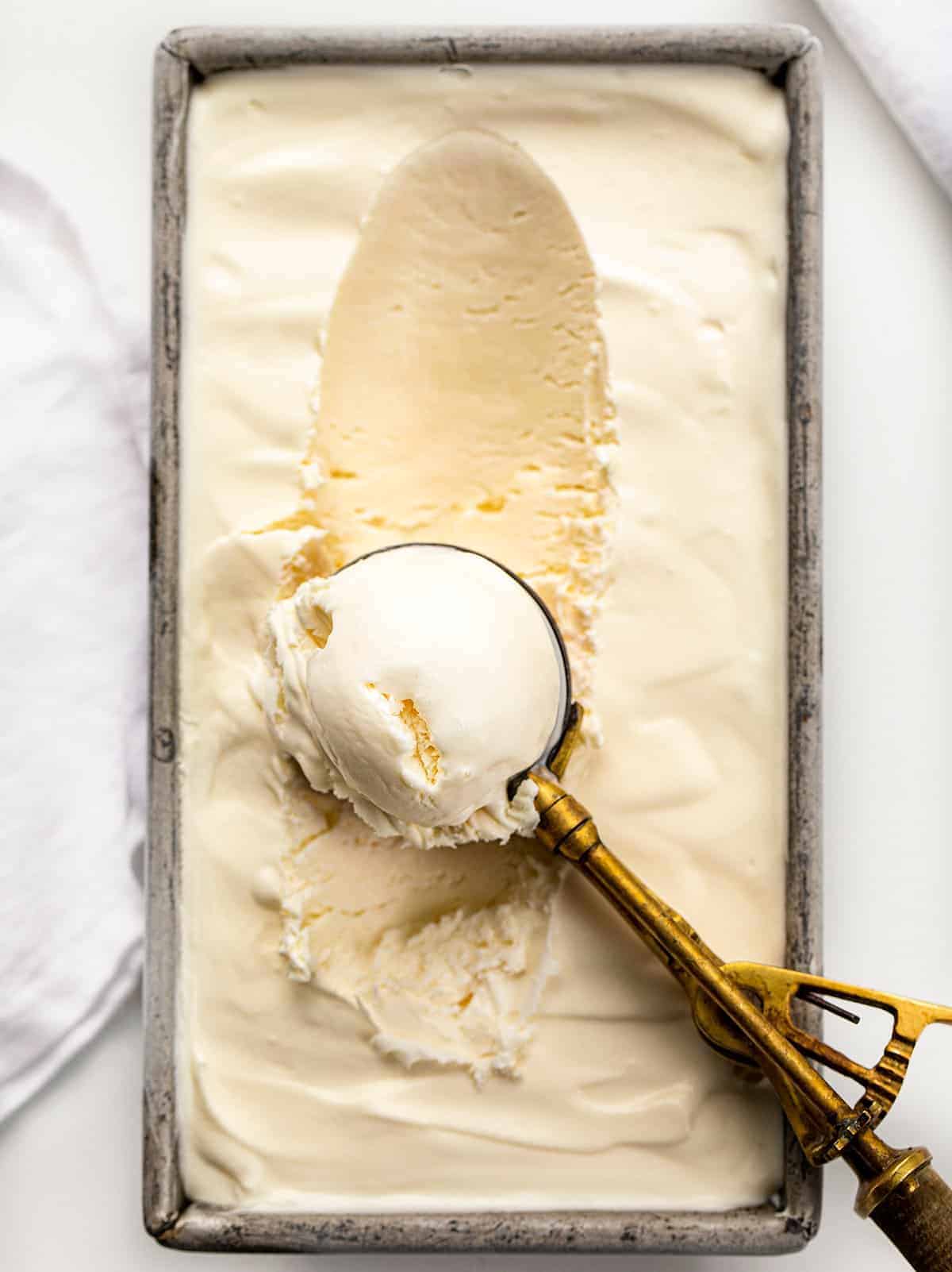 Ice Cream Scoop Filled with Ice Cream for No Churn Ice Cream Recipe - 4 Ingredient Ice Cream