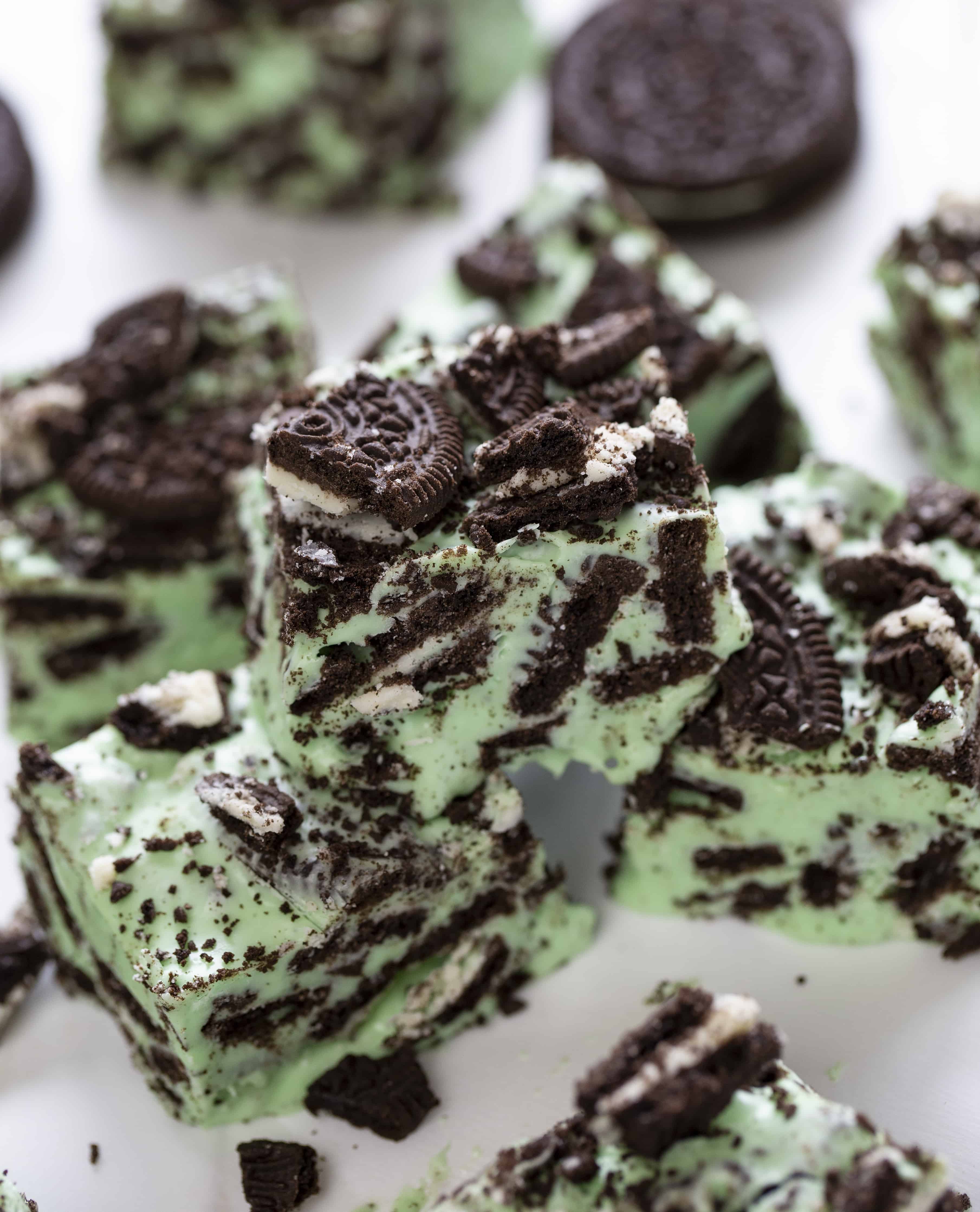 Mint Chocolate Oreo Fudge Stacked