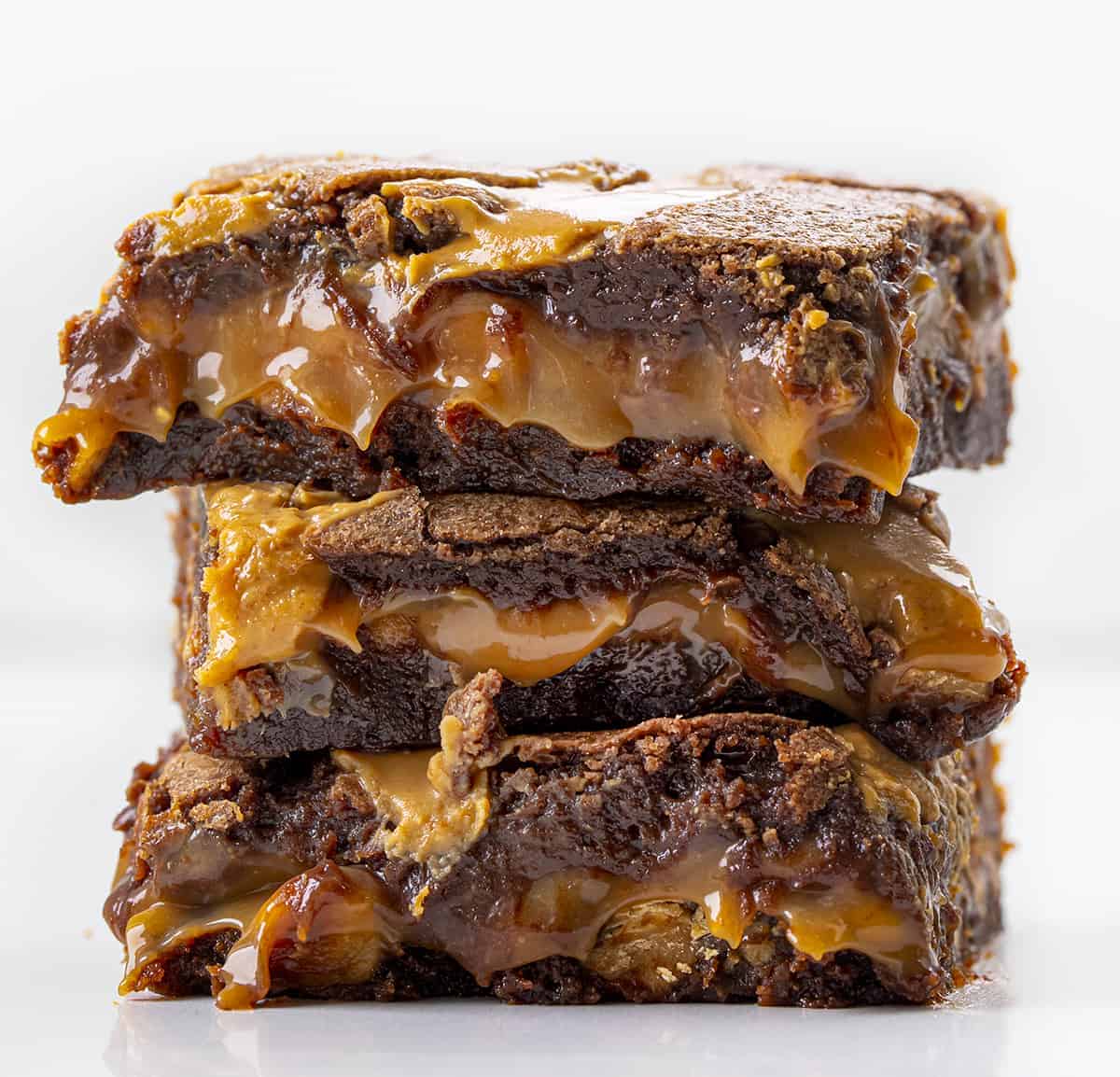 Stack of Peanut Butter Brownie Carmelitas