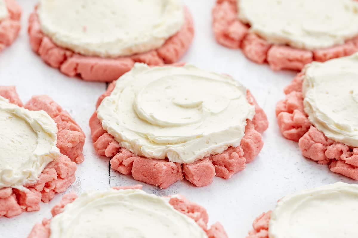 Pink Velvet Sugar Cookies with Easy Swiss Meringue.