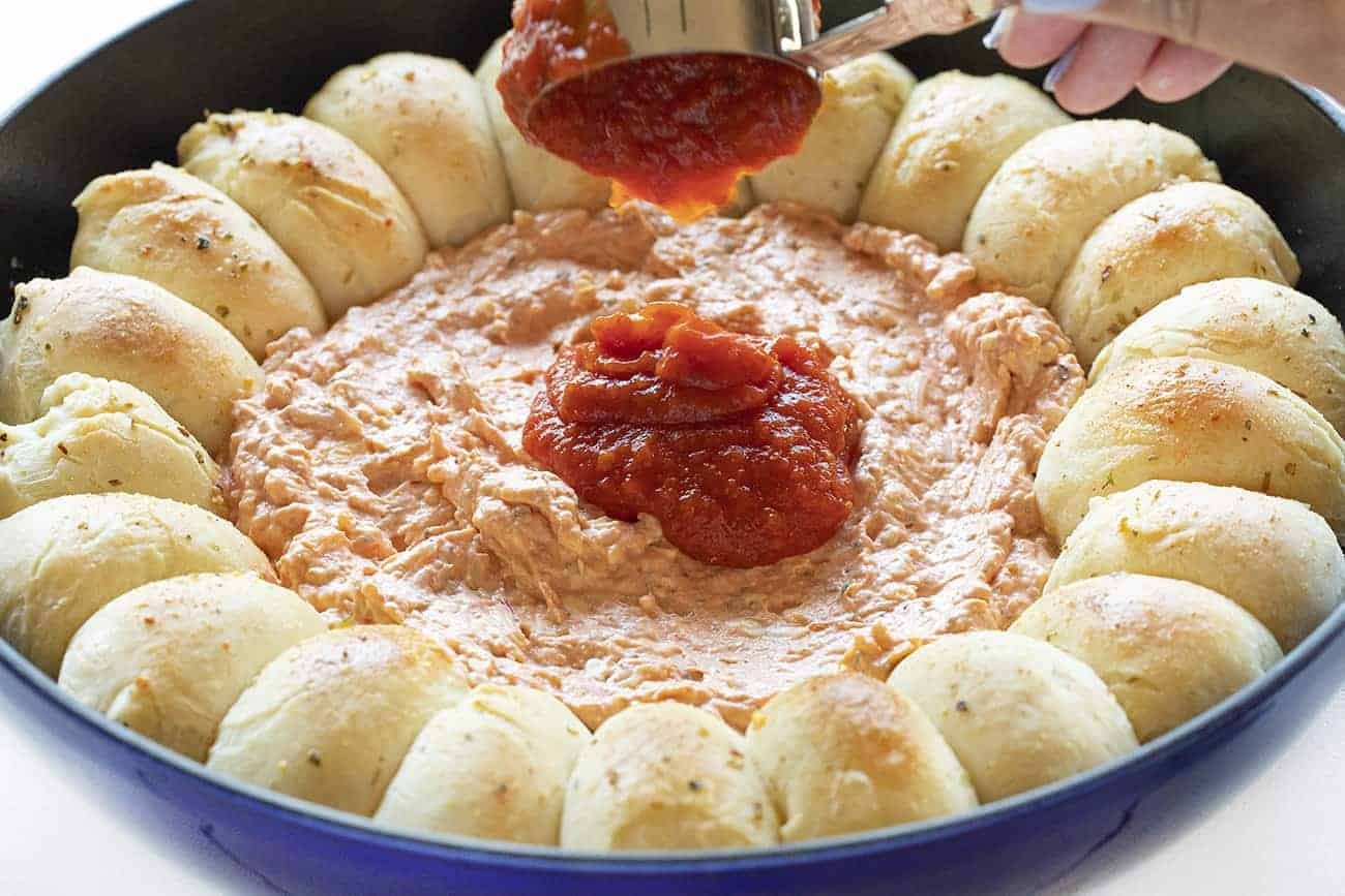 Preparing Skillet Pizza Dip