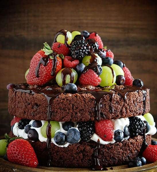 Skinny Chocolate Naked Cake with Fresh Fruit!