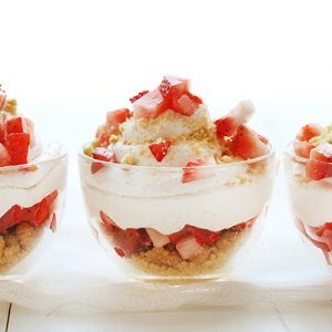 Strawberry "Shortcake" Mousse in a Cup! Easy no-bake dessert!